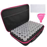 DIY Diamond Painting Tools Kit, including 1Pc Storage Case, 1 Sheet Blank Stickers, 1Pc Silicone Funnel Hopper, 60Pcs Plastic Seperated Jar with Lid, Pink, 320x230x70mm(DIAM-PW0001-063G)