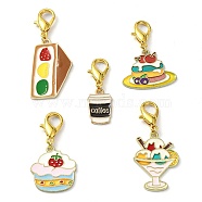 Alloy Food Enamel Pendants Decorations, with Alloy Lobster Claw Clasps, Mixed Color, 34~48mm(HJEW-JM01772)