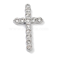 Alloy Rhinestone Pendants, Cross, Platinum, 40x24x4mm, Hole: 2mm(ALRI-S001-13B-P)