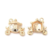 Brass with Cubic Zirconia Pendants, Carriage Charm, Real 18K Gold Plated, 17x16x4mm, Hole: 1.6mm(KK-G468-55G)