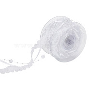 1 Roll Polyester Flower Lace Trims, with Imitation Pearl Beads Trimming, for Clothing Decoration, White, 3/4 inch(20mm), about 5.47 yards(5m)/roll(OCOR-HY0001-08A)