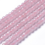 Natural Rose Quartz Beads Strands, Faceted, Round, 3.5~4x4mm, Hole: 0.4mm, about 98~105pcs/strand, 15.9~16.6 inch(40.4~42.2cm)(G-F596-20-4mm)