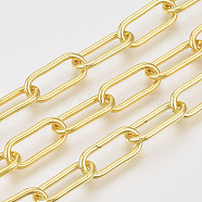 Unwelded Iron Paperclip Chains, Drawn Elongated Cable Chains, Golden, 16x7x1.6mm(X-CH-S125-01B-G)