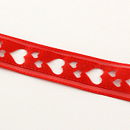 Heart Pattern Single Face Satin Ribbon, Polyester Ribbon, Red, 7/8 inch(22mm), about 20yards/roll(18.288m/roll)(SRIB-R010-02)