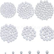 340Pcs Opaque Acrylic Beads, Round, White, 6~16x5~15mm, Hole: 1.8~2.8mm(MACR-CA0001-36)