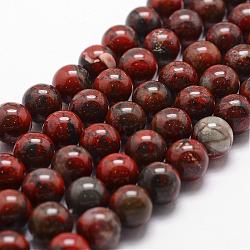 Natural Brecciated Jasper Bead Strands, Round, 6mm, Hole: 1mm, about 61pcs/strand, 14.9 inch~15.1 inch(G-D840-67-6mm)