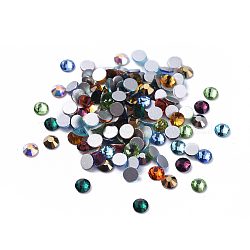 Glass Flat Back Rhinestone Cabochons, Back Plated, Faceted Half Round, Mixed Color, SS12, 3~3.2x1.5mm, about 1440pcs/bag(RGLA-S002-12SS-M)