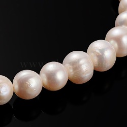Natural Cultured Freshwater Pearl Beads Strands, Round, PeachPuff, 10~11mm, Hole: 0.8mm, about 40pcs/strand, 14.76 inch(PEAR-E002-31-01)