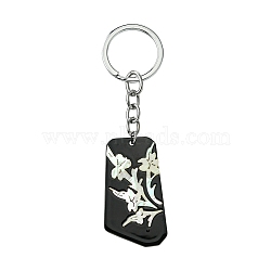 Acrylic & Shell Keychains, with Alloy Split Key Rings, Rectangle, 10.3cm, Pendant: 50mm(KEYC-YW00009-11)