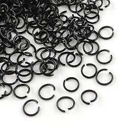 Aluminum Wire Open Jump Rings, Black, 8x1.0mm, about 18000pcs/1000g(ALUM-R005-1.0x8-10)