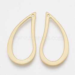 Smooth Surface Alloy Open Back Bezel Pendants, For DIY UV Resin, Epoxy Resin, Pressed Flower Jewelry, teardrop, Matte Gold Color, 34x16.5x1mm, Hole: 1.2mm(X-PALLOY-S117-133)