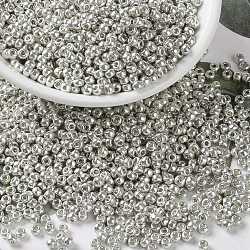 MIYUKI Round Rocailles Beads, Japanese Seed Beads, 8/0, (RR181) Galvanized Silver, 3mm, Hole: 1mm, about 422~455pcs/10g(X-SEED-G008-RR0181)