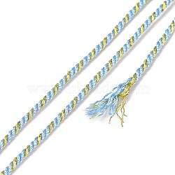 Polycotton Filigree Cord, Braided Rope, with Plastic Reel, for Wall Hanging, Crafts, Gift Wrapping, Light Sky Blue, 1.2mm, about 27.34 Yards(25m)/Roll(OCOR-E027-02B-17)