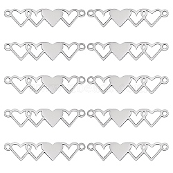 10Pcs Stainless Steel Connector Charms, 4 Hearts Links, Stainless Steel Color, 40x8.5mm, Hole: 1.5mm(STAS-SZ0003-17E)