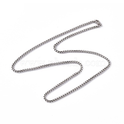 201 Stainless Steel Box Chain Necklace for Men Women, Stainless Steel Color, 23.62 inch(60cm)(NJEW-P268-A40-1X5)