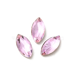 Glass Rhinestone Cabochons, Point Back & Back Plated, Faceted, Horse Eye, Light Rose, 8x4x2.5mm(RGLA-P037-09A-D223)