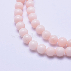 Natural Mashan Jade Beads Strands, Dyed, Round, Pink, 6mm, Hole: 1mm, about 66pcs/strand, 16 inch(X-DJAD-6D-02)