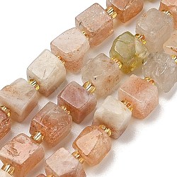 Natural Quartz Beads Strands, Cube, with Seed Beads, 6~7.5x6~7.5x6~7.5mm, Hole: 1~1.2mm, about 42~44pcs/strand, 14.96~15.55''(38~39.5cm)(G-G053-B16-03)