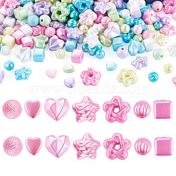 140G 7 Styles Opaque ABS Plastic Beads, Imitation Pearl, Mixed Shapes, Mixed Color, 8~16x8~16.5x4.5~10mm, Hole: 1.8~2mm, about 18~105pcs/20g, 20g/style(MACR-TA0002-82)