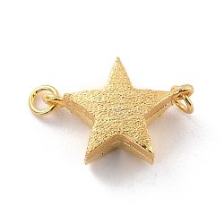 925 Sterling Silver Magnetic Clasps, With Jump Rings, Textured Star, Golden, 14x10x5mm, Hole: 1.2mm(STER-A001-04G)