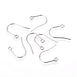 316 Surgical Stainless Steel Earring Hooks, with Horizontal Loop, Stainless Steel Color, 22~23x18x0.8mm, Hole: 2mm, Pin: 0.8mm(X-STAS-F216-03P-B)