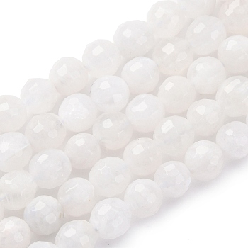 Natural Rainbow Moonstone Beads Strands, Round, Faceted, 6mm, about 60pcs/strand, 14.96''(38cm)