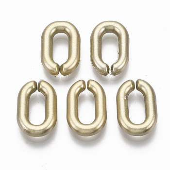 Spray Painted CCB Plastic Linking Rings, Quick Link Connectors, For Jewelry Cable Chains Making, Oval, Gold, 14x9.5x3mm, Inner Diameter: 3x8mm