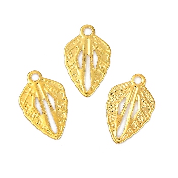 Iron Charms, Leaf, Golden, 13x8x0.4mm, Hole: 1.2mm