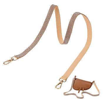 Adjustable Crystal Rhinestone Bag Straps, Bag Strap Replacement, with Alloy Clasps, Light Gold, Tan, 1240x20mm