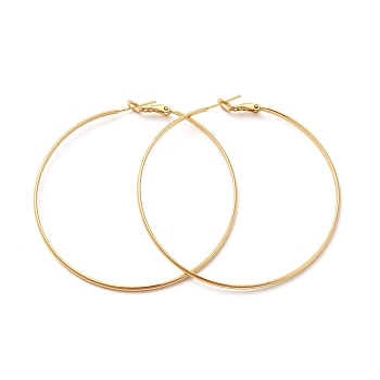Rack Plating Brass Huggie Hoop Earrings, Long-Lasting Plated Jewelry for Women, Cadmium Free & Lead Free, Real 18K Gold Plated, 60x2mm, Pin: 1mm
