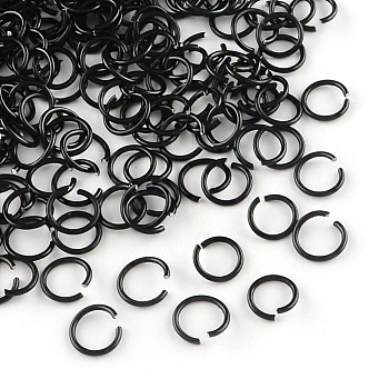 Aluminum Wire Open Jump Rings, Black, 8x1.0mm, about 18000pcs/1000g