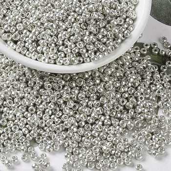 MIYUKI Round Rocailles Beads, Japanese Seed Beads, 8/0, (RR181) Galvanized Silver, 3mm, Hole: 1mm, about 422~455pcs/10g