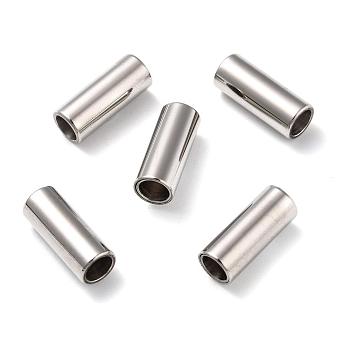 Smooth 304 Stainless Steel Magnetic Clasps with Glue-in Ends, Column, Stainless Steel Color, 17x7mm, Hole: 5mm