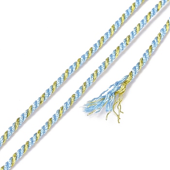 Polycotton Filigree Cord, Braided Rope, with Plastic Reel, for Wall Hanging, Crafts, Gift Wrapping, Light Sky Blue, 1.2mm, about 27.34 Yards(25m)/Roll