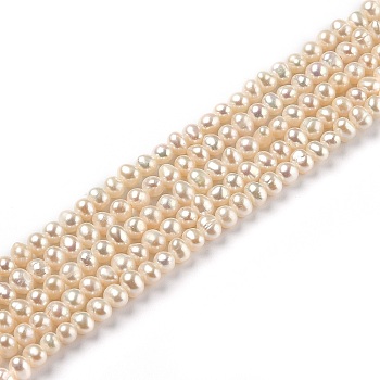 Natural Cultured Freshwater Pearl Beads Strands, Potato, Bisque, 4.5~5.5x4.5~5mm, Hole: 0.6mm, about 85pcs/strand, 14.17 inch(36cm)