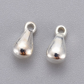 304 Stainless Steel Charms, Chain Extender Teardrop, Silver Color Plated, 7.5x2.5x2.3mm, Hole: 1mm
