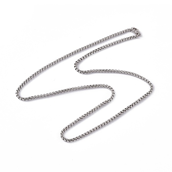 201 Stainless Steel Box Chain Necklace for Men Women, Stainless Steel Color, 23.62 inch(60cm)