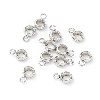 201 Stainless Steel Tube Bails, Loop Bails, Ring Bail Beads, Stainless Steel Color, 8x5.5x2mm, Hole: 1.6mm