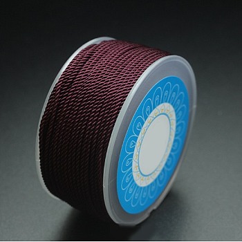 Round Nylon Cords, Milan Cords/Twisted Cords, Coconut Brown, 2.5mm, about 10.93 yards(10m)/roll