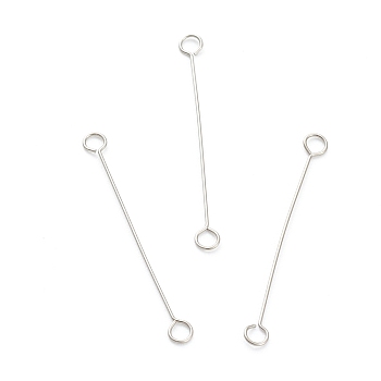 316 Surgical Stainless Steel Eye Pins, Double Sided Eye Pins, Stainless Steel Color, 25x2.5x0.4mm, Hole: 1.4mm