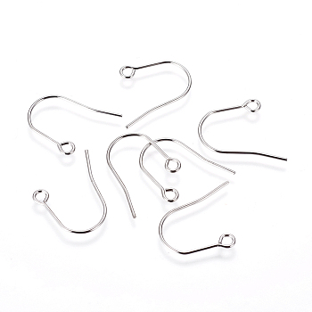 316 Surgical Stainless Steel Earring Hooks, with Horizontal Loop, Stainless Steel Color, 22~23x18x0.8mm, Hole: 2mm, Pin: 0.8mm
