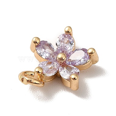 Brass Cubic Zirconia Flower Charms(KK-O141-01G-05)-3