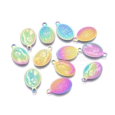 Rainbow Color Oval 304 Stainless Steel Charms