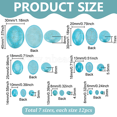 84Pcs 7 Styles Synthetic Turquoise Cabochons(TURQ-PH0001-12)-2