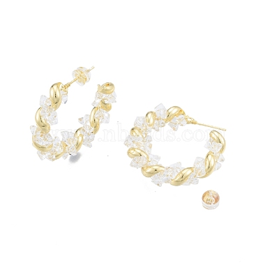 Clear Cubic Zirconia Twist C-shape Stud Earrings(EJEW-P205-08G)-3