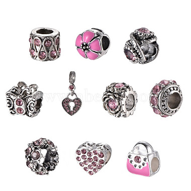 10mm Pink Others Alloy+Rhinestone Beads