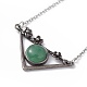 Natural Green Aventurine Triangle with Flower Pendant Necklace(NJEW-P274-01AS-05)-3