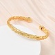 Braided Brass Cuff Bangles for Women(BJEW-C157-01G)-3