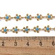 Bohemian 304 Stainless Steel Enamel Deep Sky Blue Flower Link Chain Necklaces for Women(NJEW-Z061-01G)-5