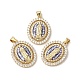 Oval with Virgin Mary Brass Micro Pave Cubic Zirconia Pendants(KK-K385-031G)-1